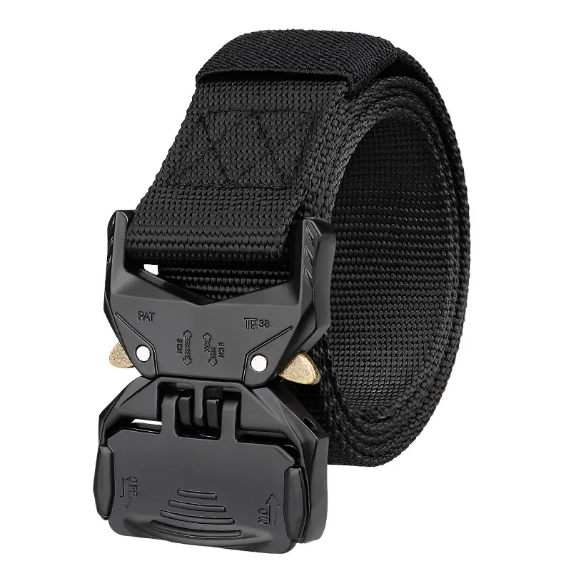 Men's Black Nylon Belt with Silver Buckle - Image 9