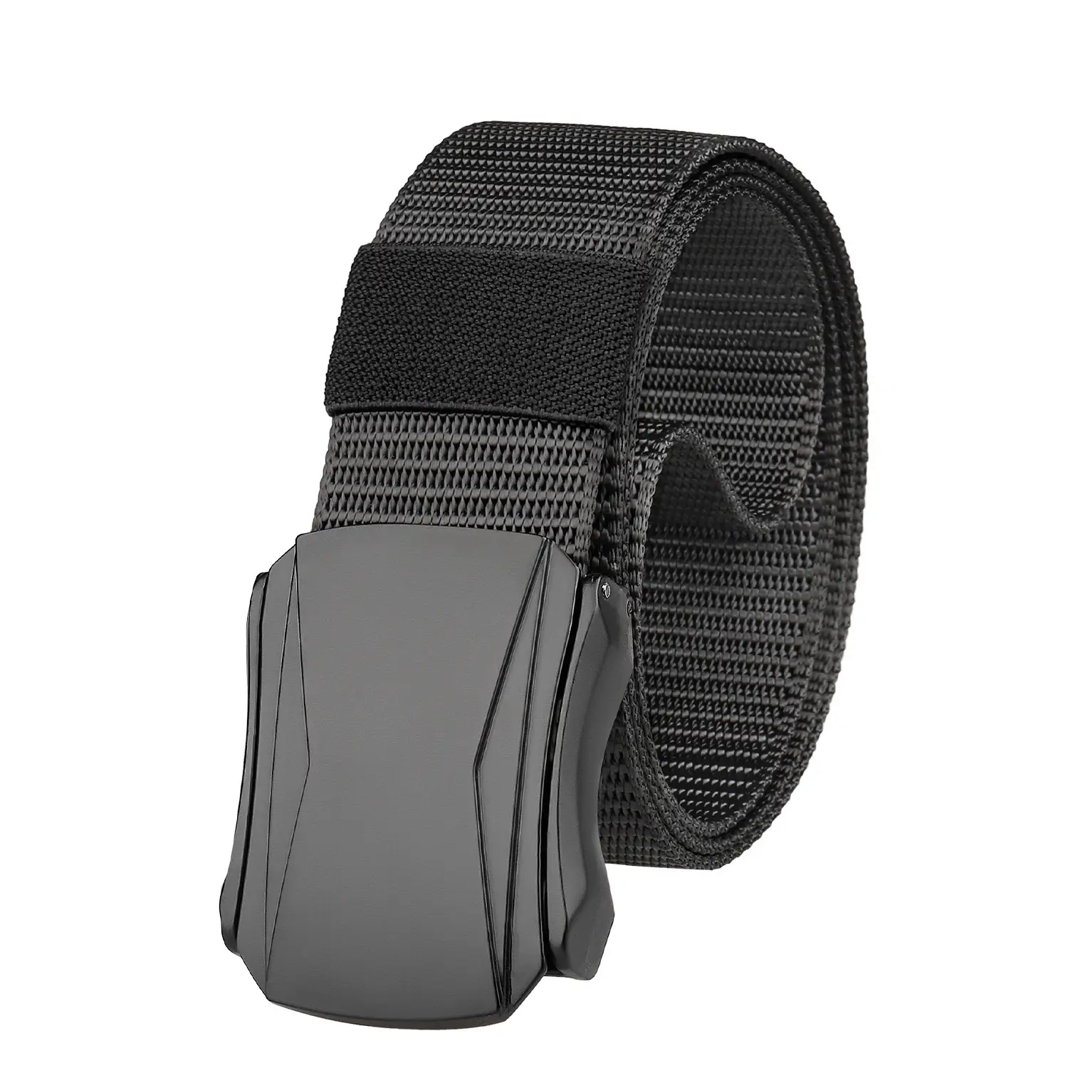 Men's Black Nylon Belt with Silver Buckle - Image 10