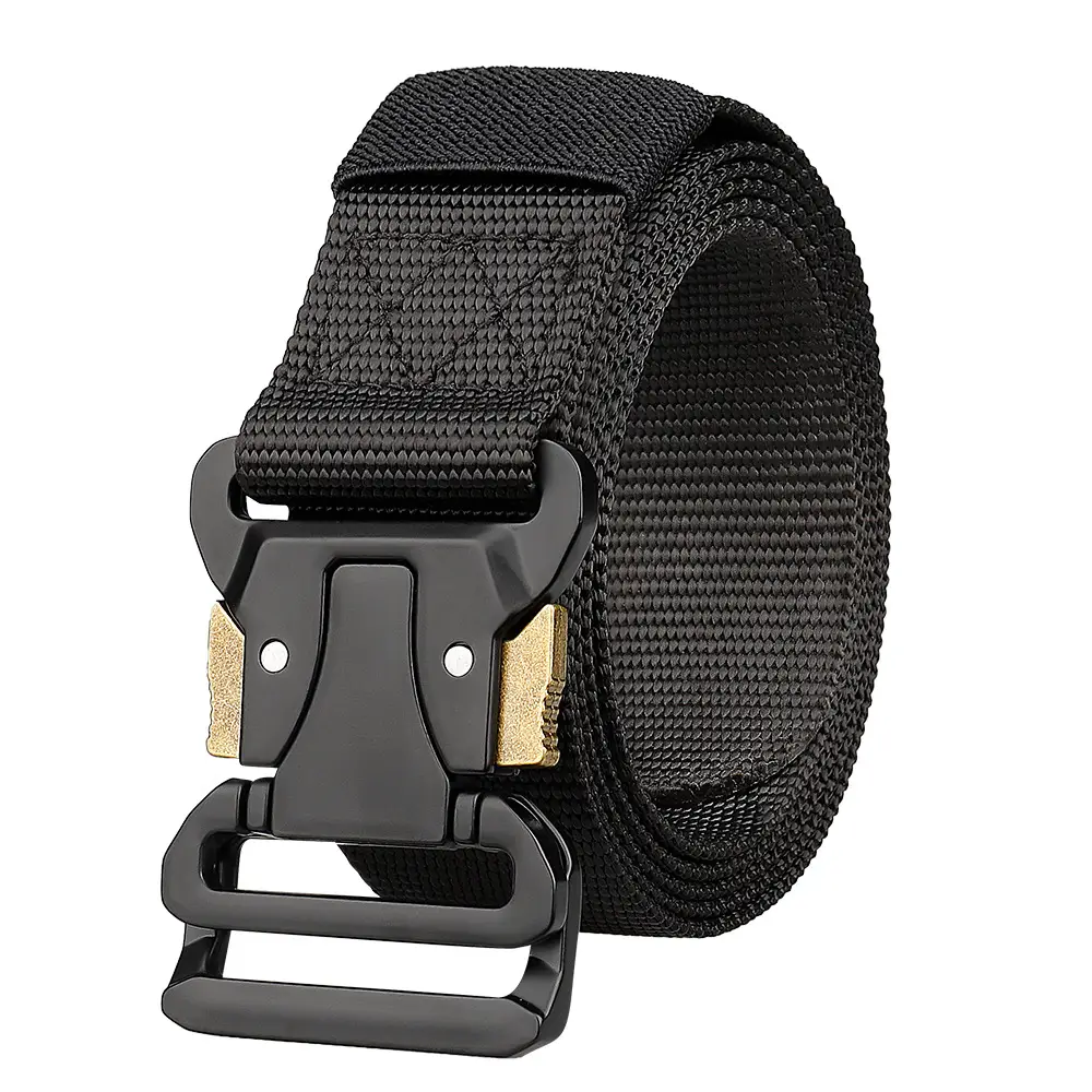 Men's Black Nylon Belt with Silver Buckle - Image 11
