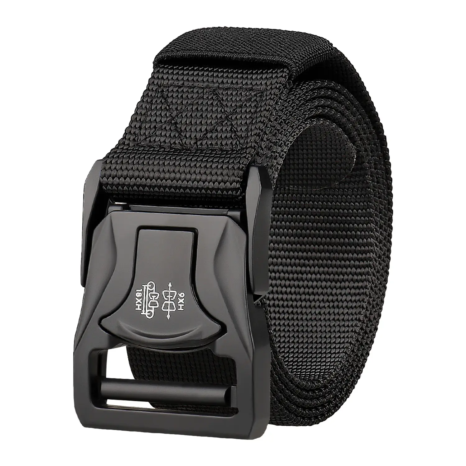 Men's Black Nylon Belt with Silver Buckle - Image 12