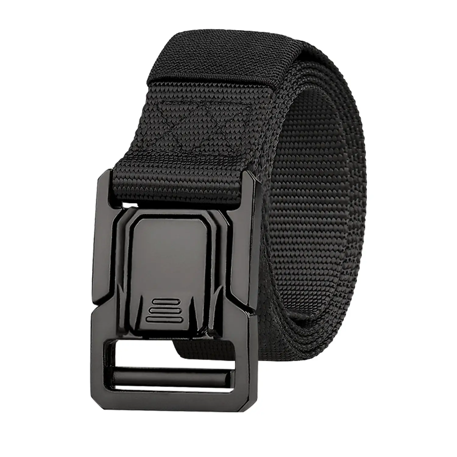 Men's Black Nylon Belt with Silver Buckle - Image 13