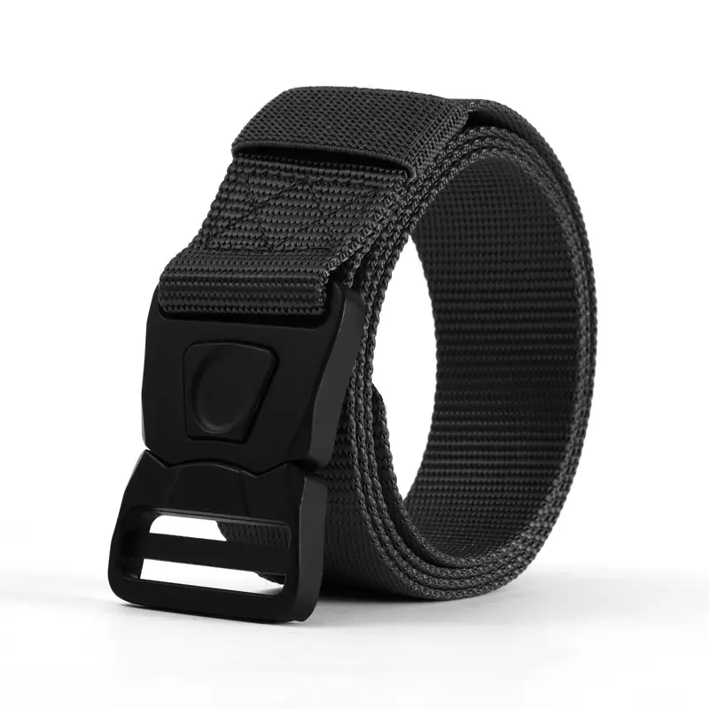 Men's Black Nylon Belt with Silver Buckle - Image 14