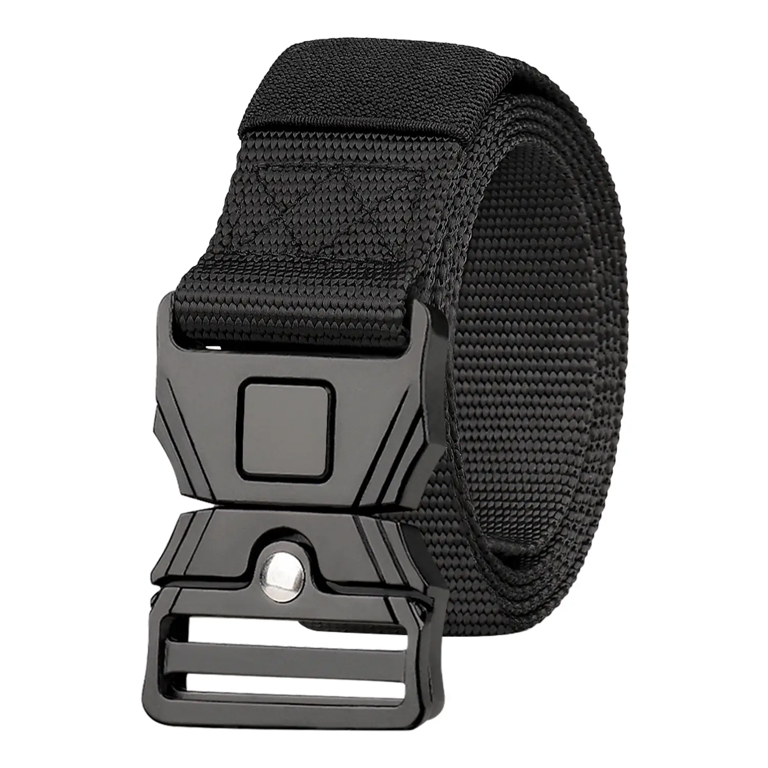 Men's Black Nylon Belt with Silver Buckle - Image 15
