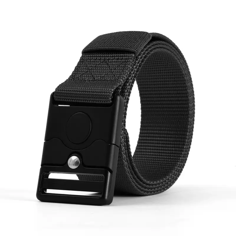 Men's Black Nylon Belt with Silver Buckle - Image 16