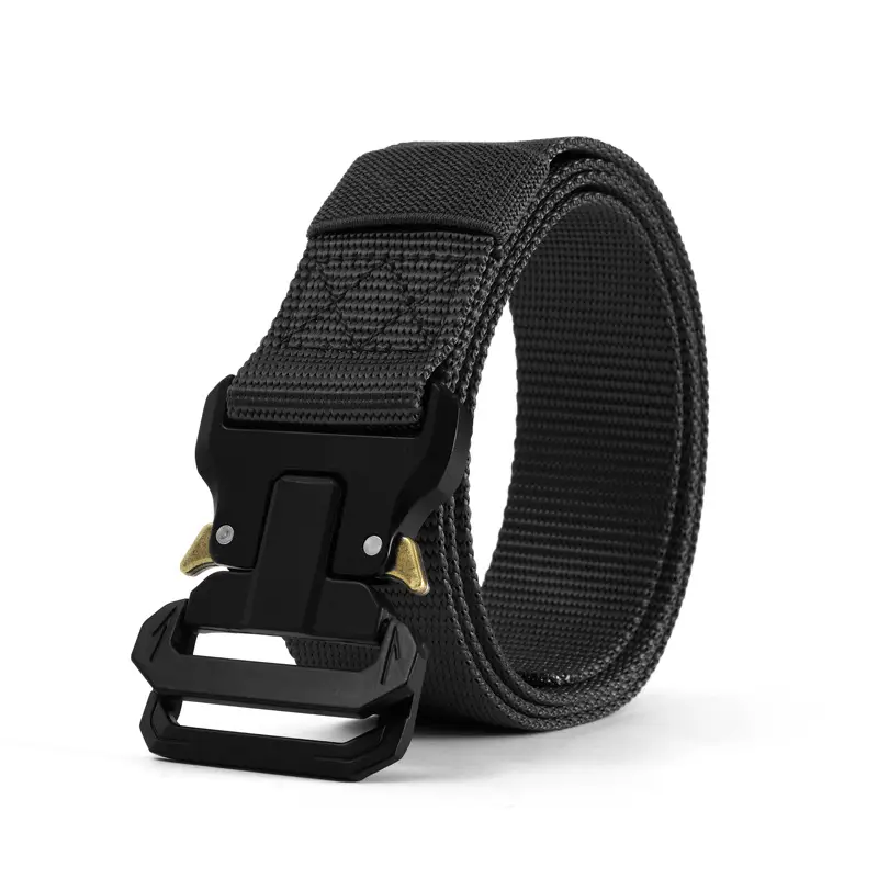 Men's Black Nylon Belt with Silver Buckle - Image 17