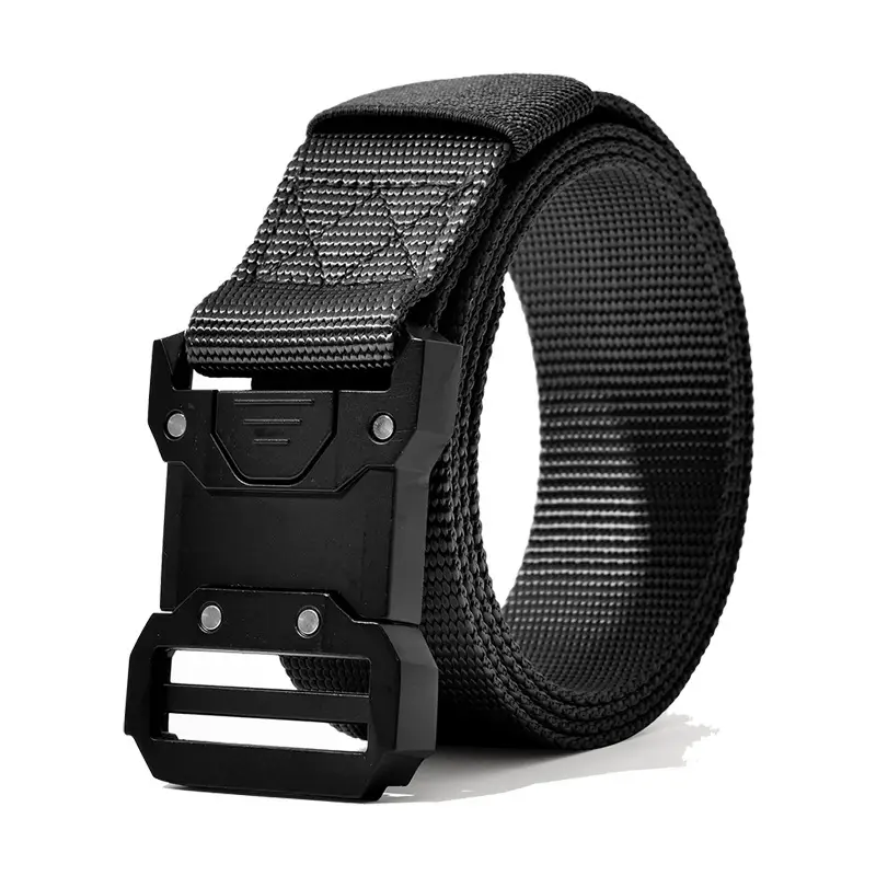 Men's Black Nylon Belt with Silver Buckle - Image 18