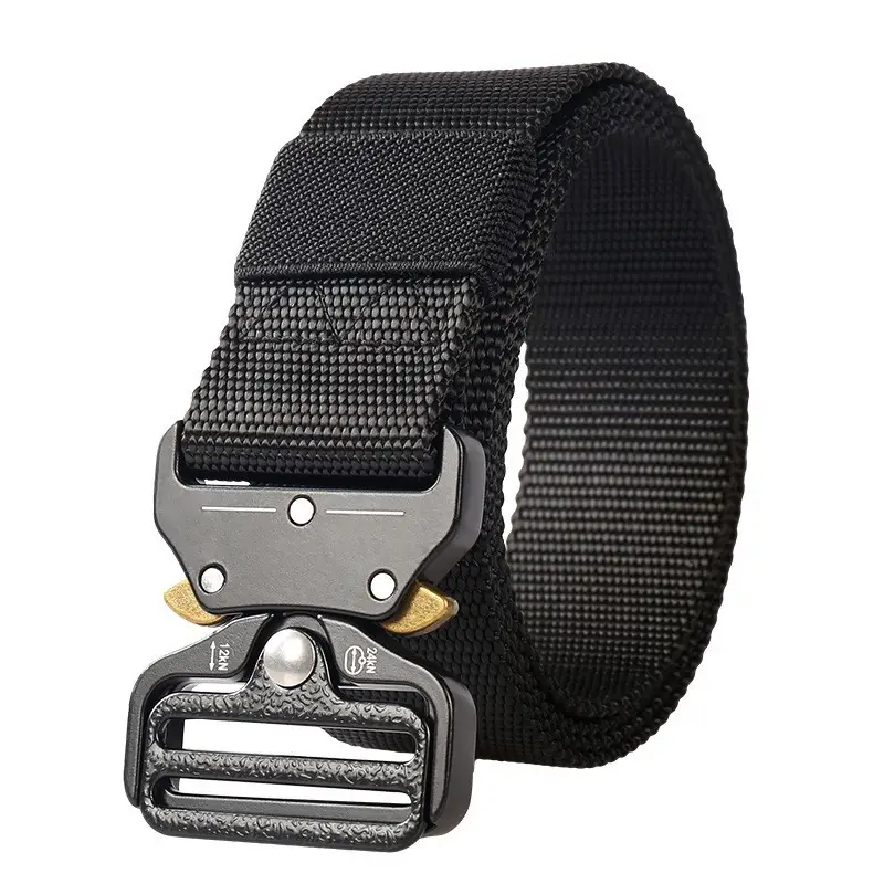 Men's Black Nylon Belt with Silver Buckle - Image 2