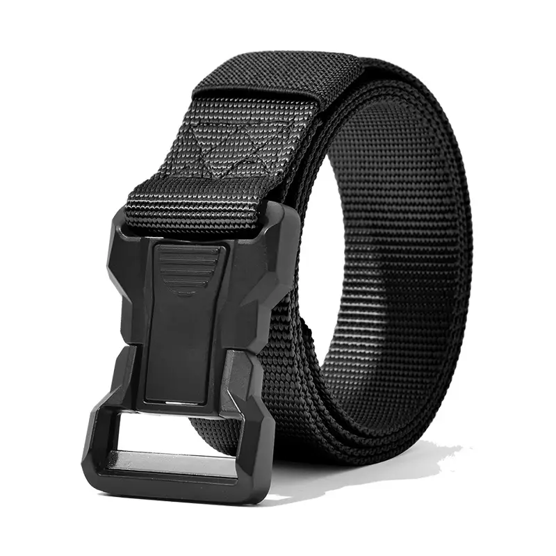 Men's Black Nylon Belt with Silver Buckle - Image 19