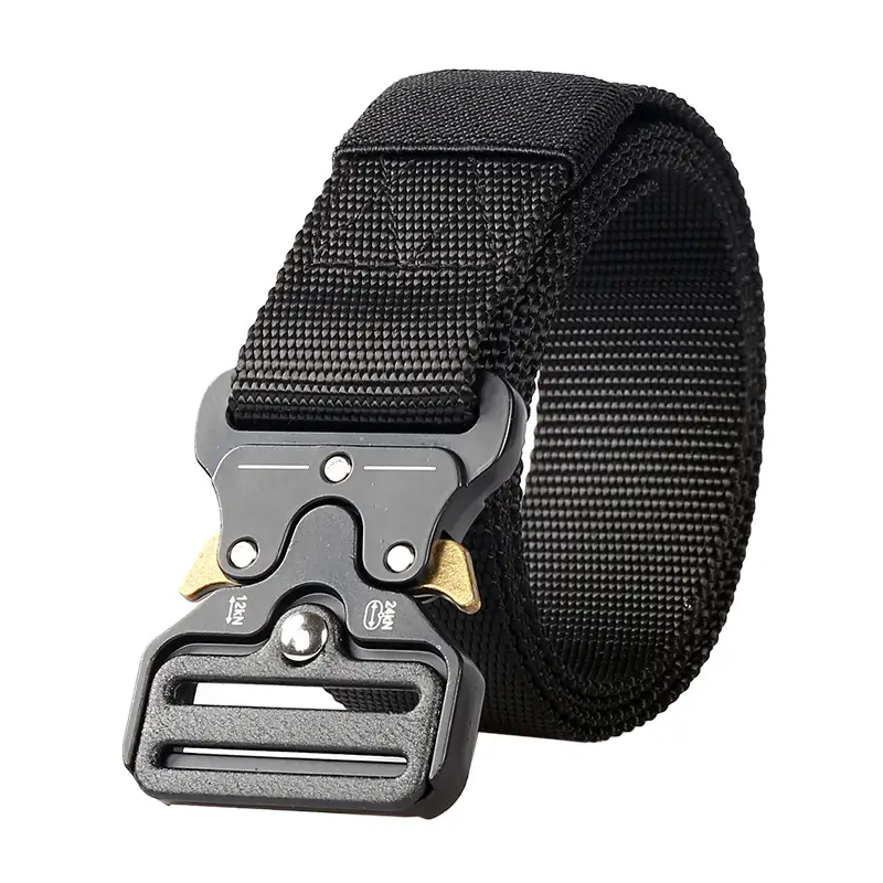 Men's Black Nylon Belt with Silver Buckle - Image 3