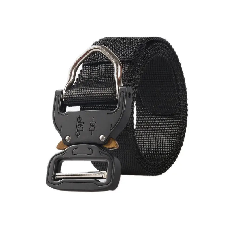Men's Black Nylon Belt with Silver Buckle - Image 4