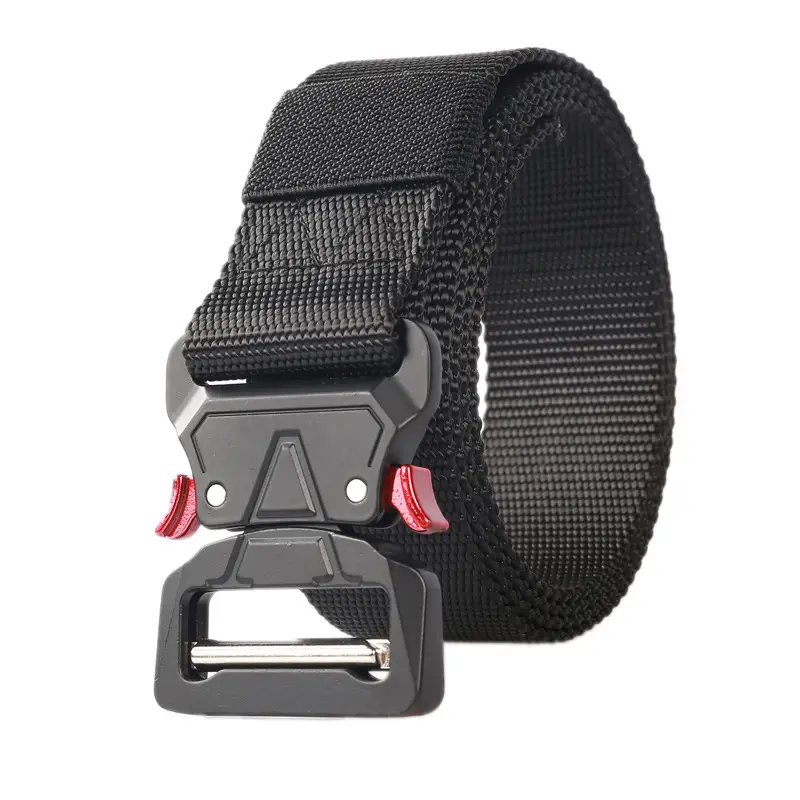 Men's Black Nylon Belt with Silver Buckle - Image 6