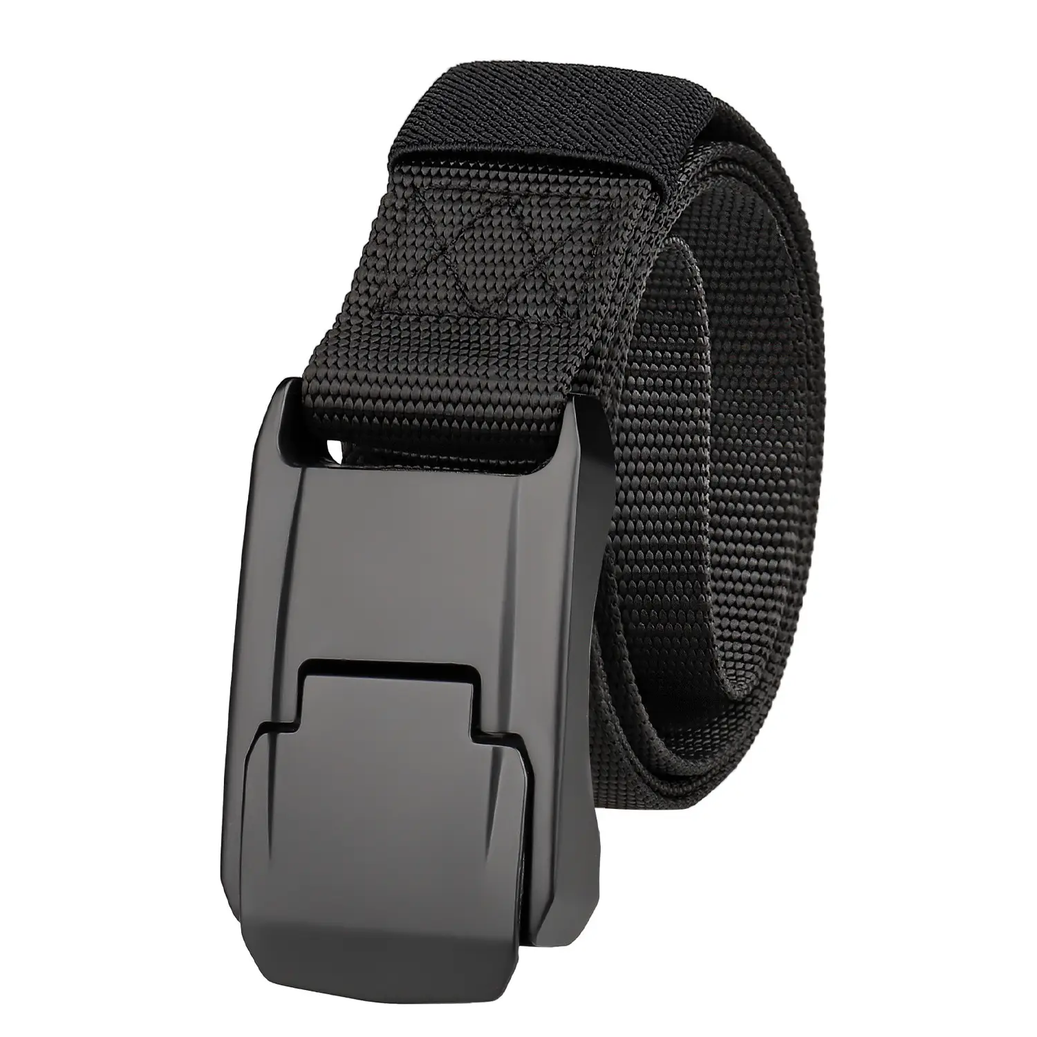 Men's Black Nylon Belt with Silver Buckle - Image 8