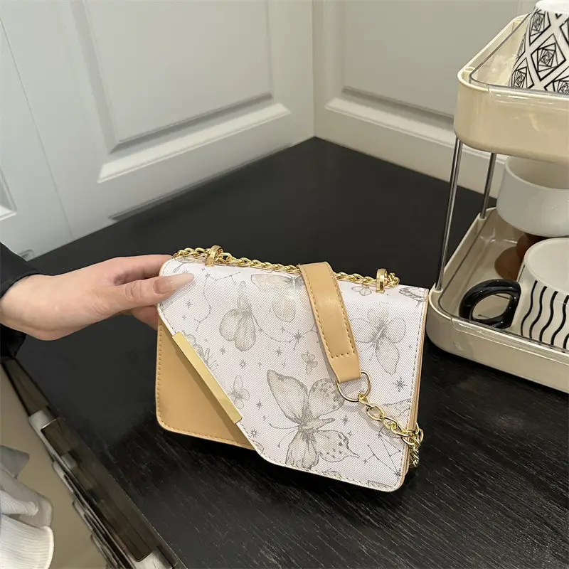 Small Floral Crossbody Bag with Gold Chain - Image 6