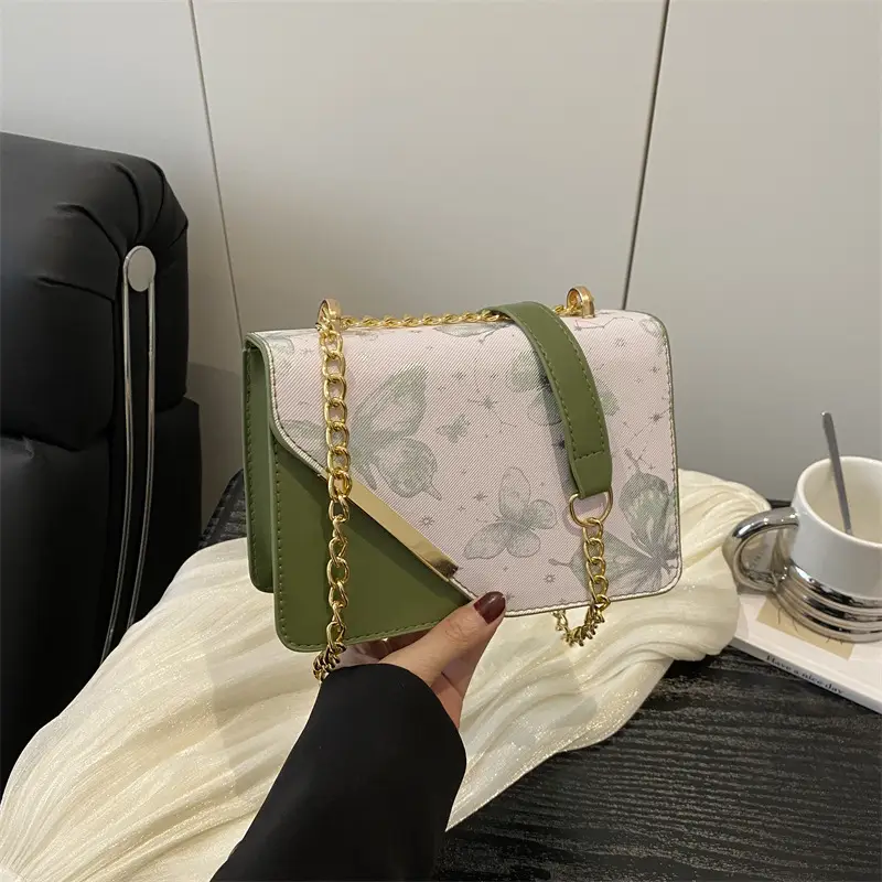 Small Floral Crossbody Bag with Gold Chain - Image 8