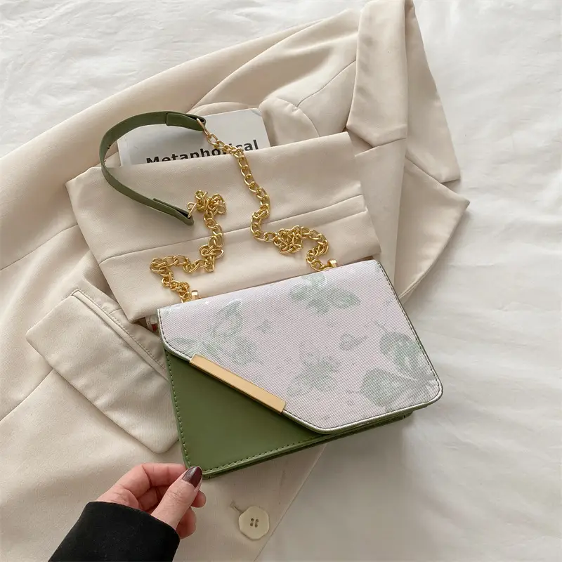 Small Floral Crossbody Bag with Gold Chain - Image 2
