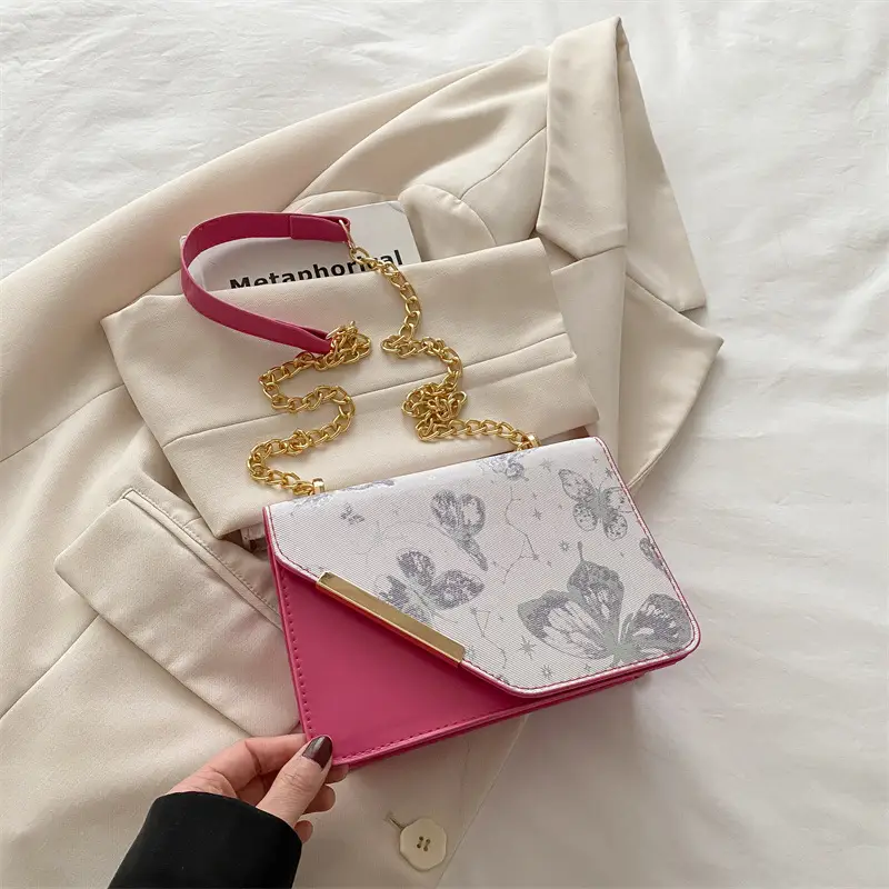 Small Floral Crossbody Bag with Gold Chain - Image 3