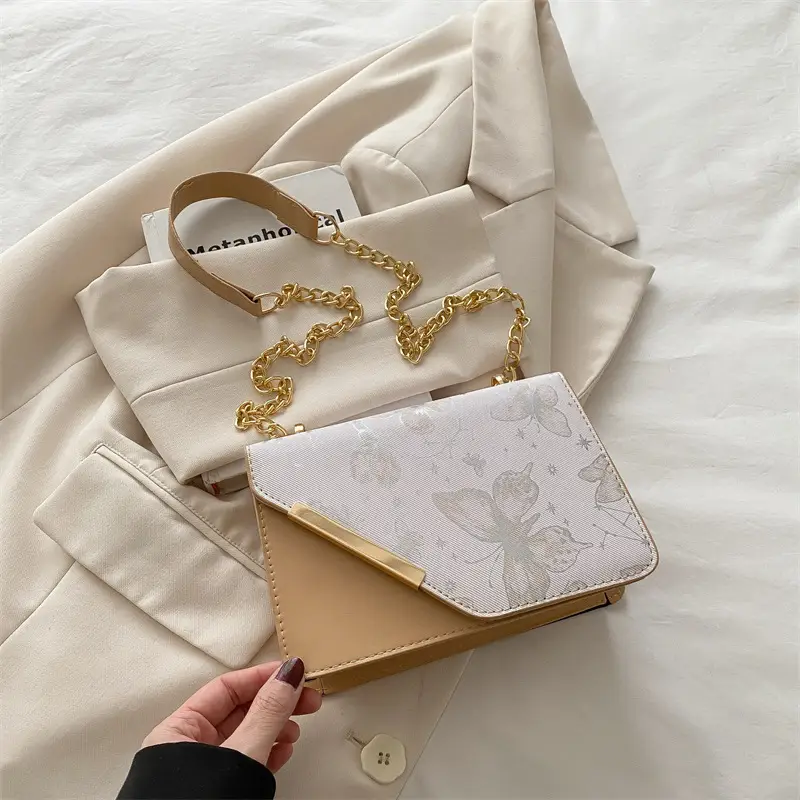 Small Floral Crossbody Bag with Gold Chain - Image 4