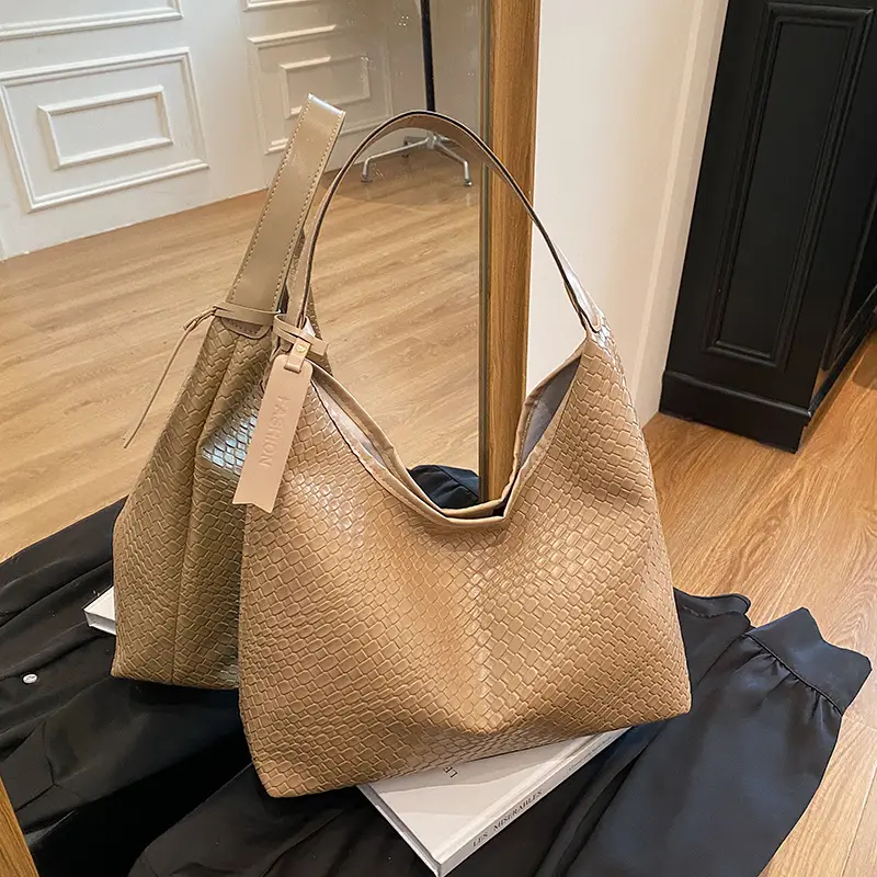 Women's Beige Leather Shoulder Bag Large Capacity 2025 - Image 6