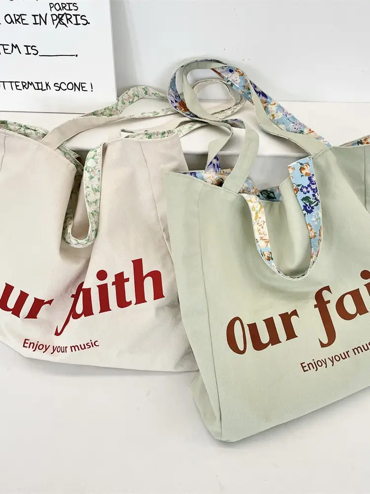 Printed Floral Canvas Bags Large Capacity Commuter Bag - Image 9