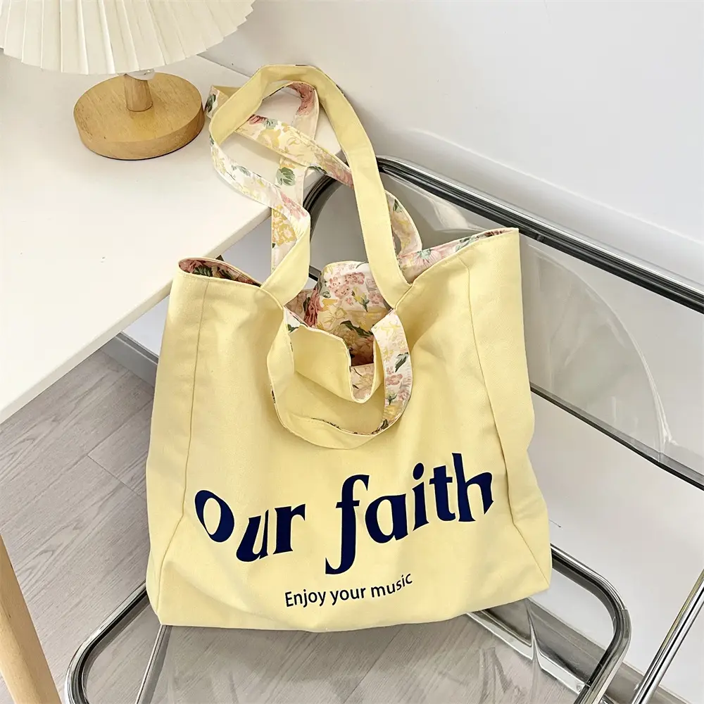 Printed Floral Canvas Bags Large Capacity Commuter Bag - Image 3