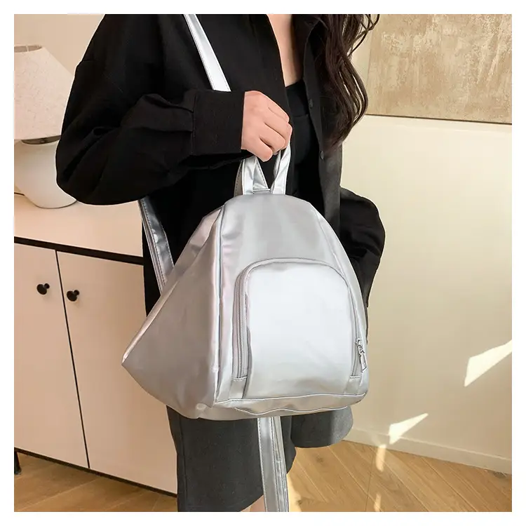 Silver College Student Shoulder Crossbody Backpack 2025 — feature 9