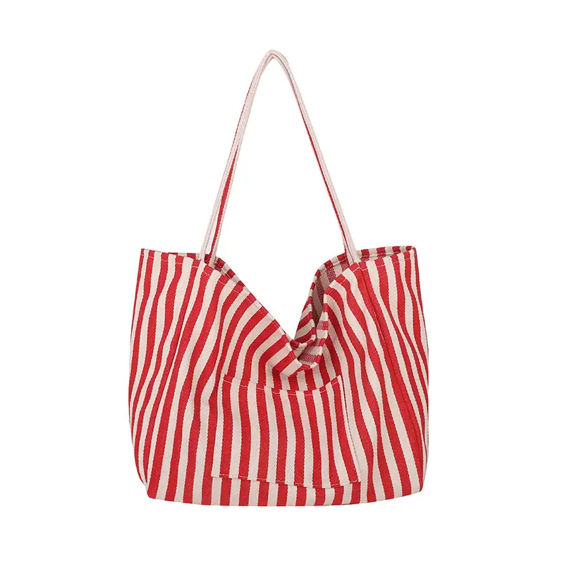 Blue Striped Lazy Style Large Capacity Tote Bag - Image 7