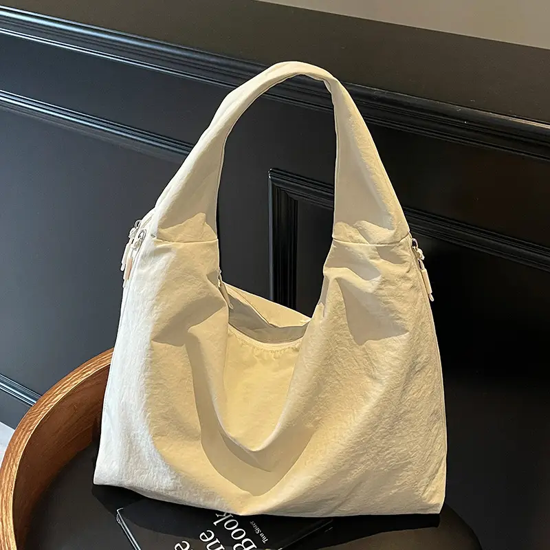 Women's Cream Canvas Shoulder Bag Large Capacity Campus Style - Image 6