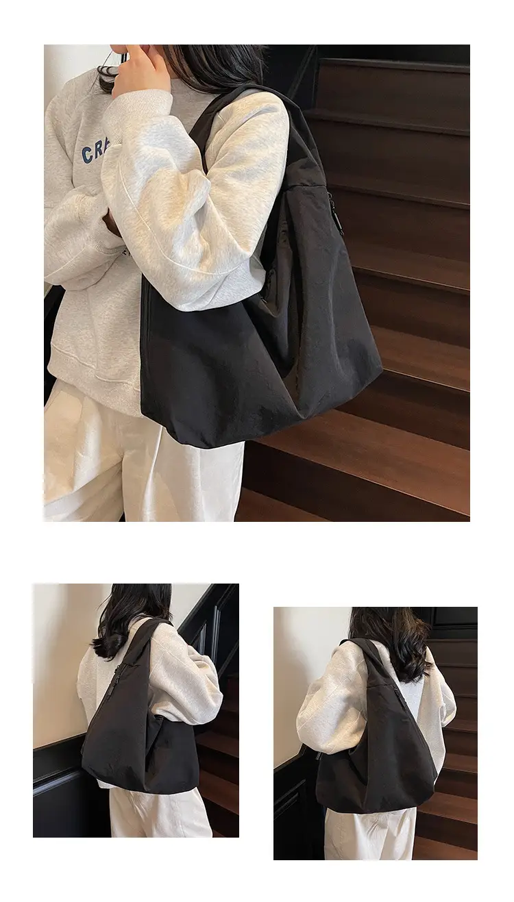 Women's Cream Canvas Shoulder Bag Large Capacity Campus Style — feature 10