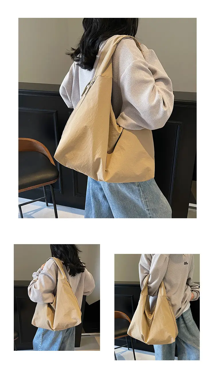 Women's Cream Canvas Shoulder Bag Large Capacity Campus Style — feature 11