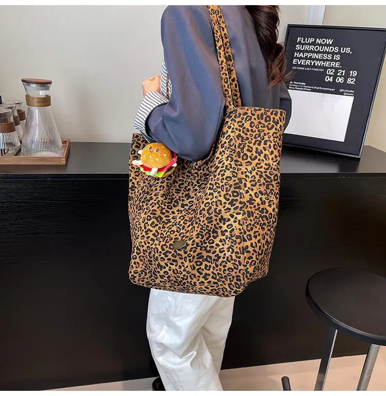 2025 Leopard Print Large Tote Bag Women's Canvas Shoulder Bag — feature 11