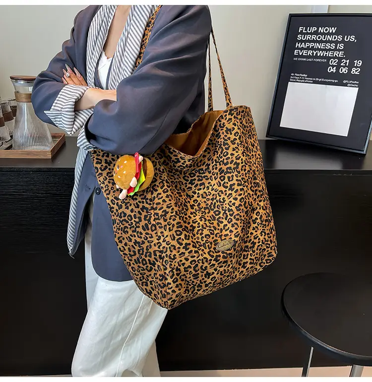 2025 Leopard Print Large Tote Bag Women's Canvas Shoulder Bag — feature 12