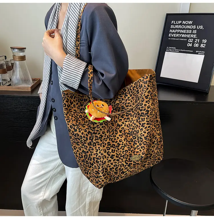 2025 Leopard Print Large Tote Bag Women's Canvas Shoulder Bag — feature 13
