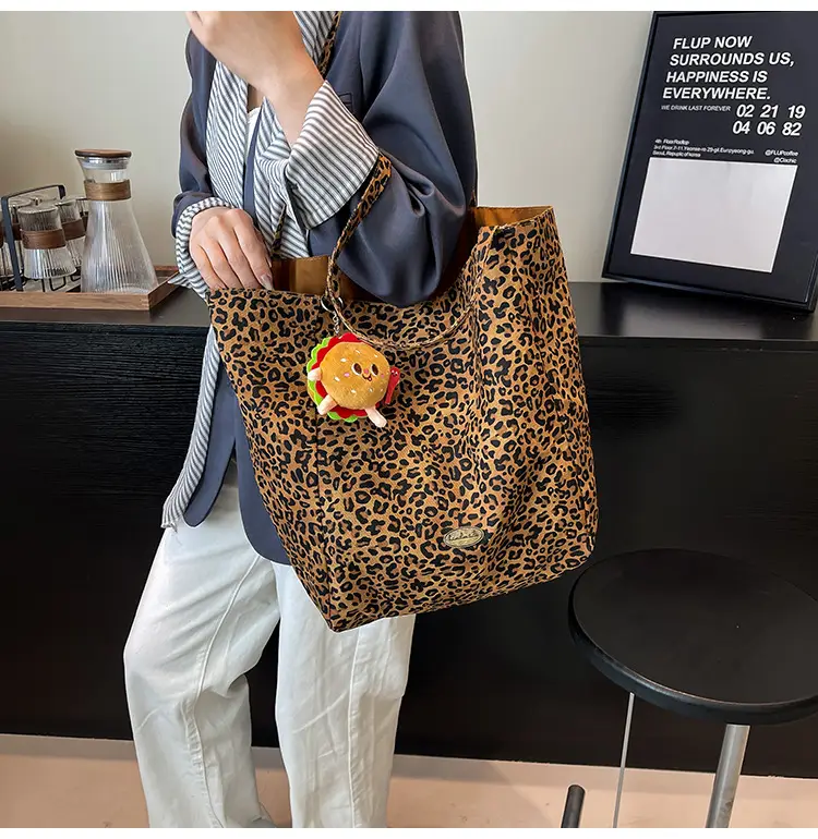 2025 Leopard Print Large Tote Bag Women's Canvas Shoulder Bag — feature 14