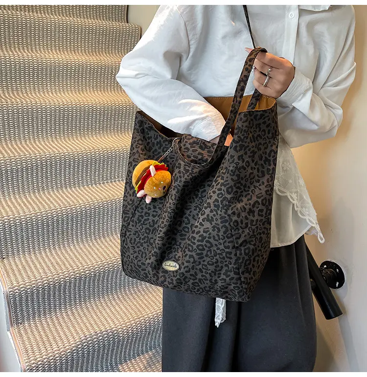 2025 Leopard Print Large Tote Bag Women's Canvas Shoulder Bag — feature 21