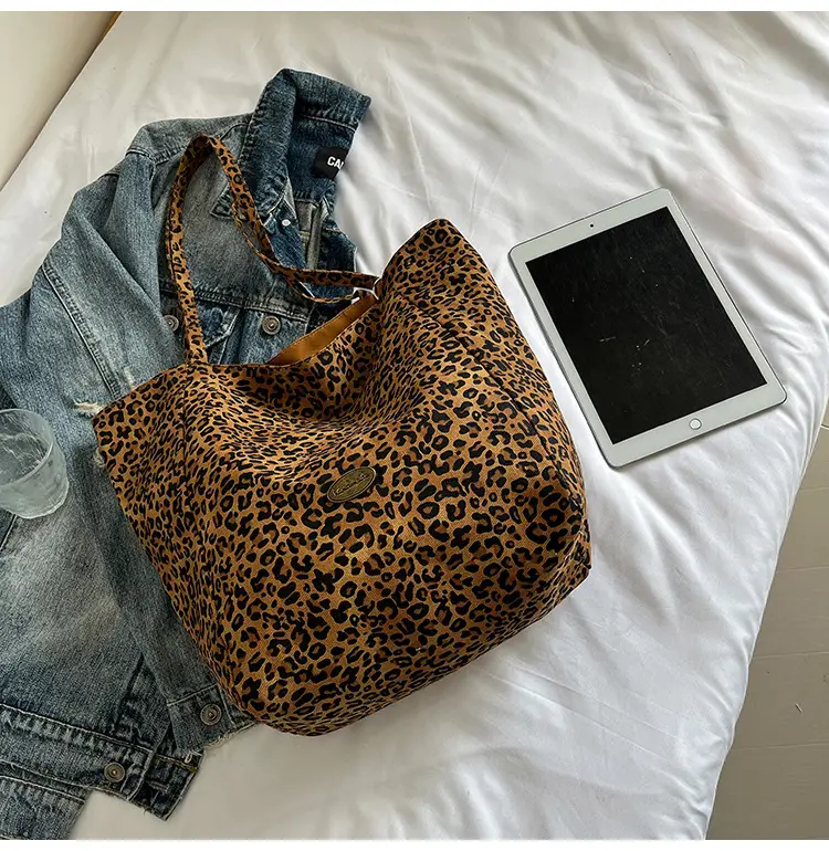2025 Leopard Print Large Tote Bag Women's Canvas Shoulder Bag — feature 9