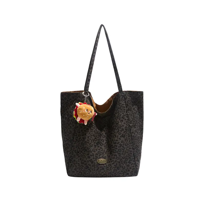 2025 Leopard Print Large Tote Bag Women's Canvas Shoulder Bag - Image 2