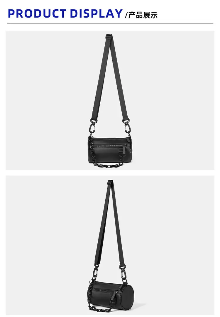 2025 Men Black Satchel Messenger Bag with Chain Strap — feature 11