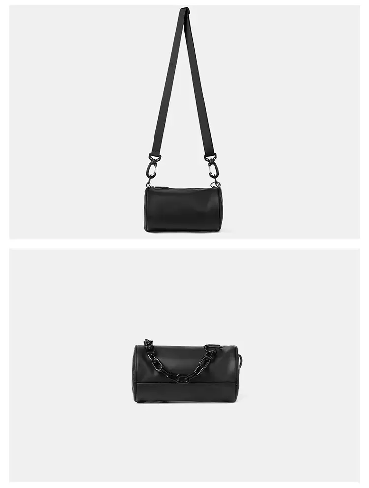 2025 Men Black Satchel Messenger Bag with Chain Strap — feature 12