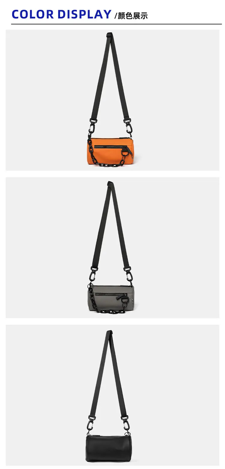 2025 Men Black Satchel Messenger Bag with Chain Strap — feature 13