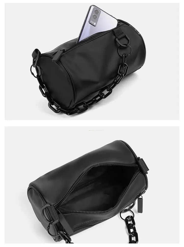 2025 Men Black Satchel Messenger Bag with Chain Strap — feature 16