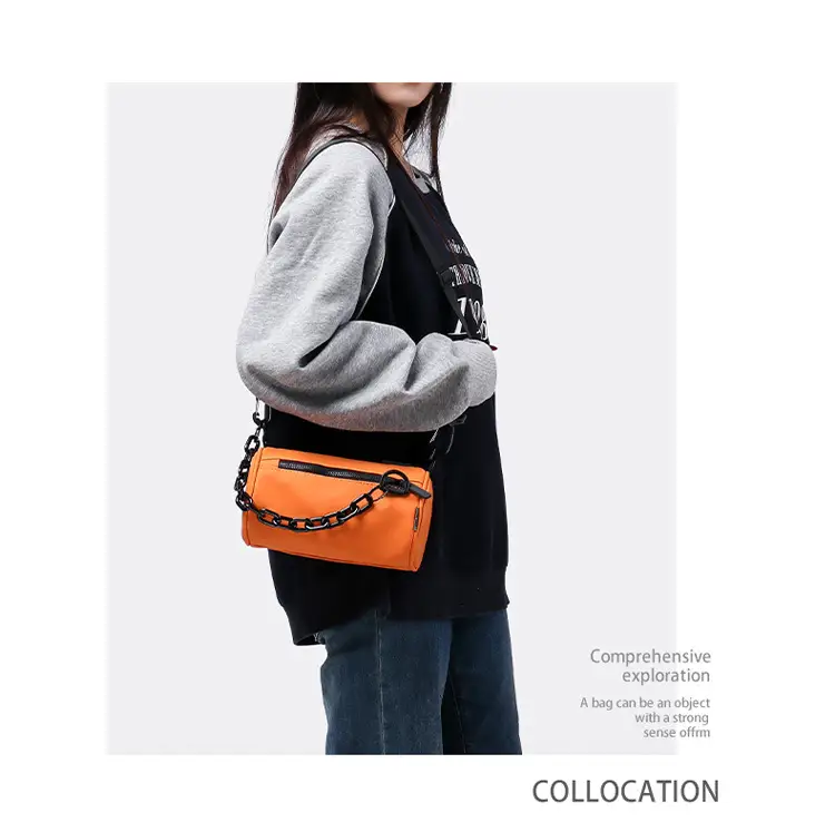 2025 Men Black Satchel Messenger Bag with Chain Strap — feature 2