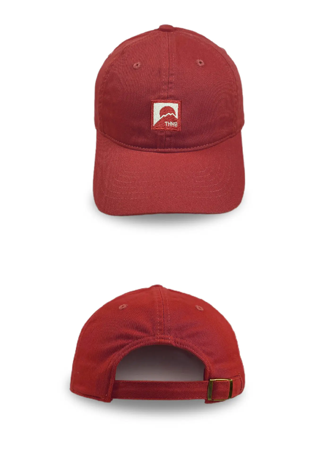 Washed Red Peaked Cap with Brand Logo — feature 5