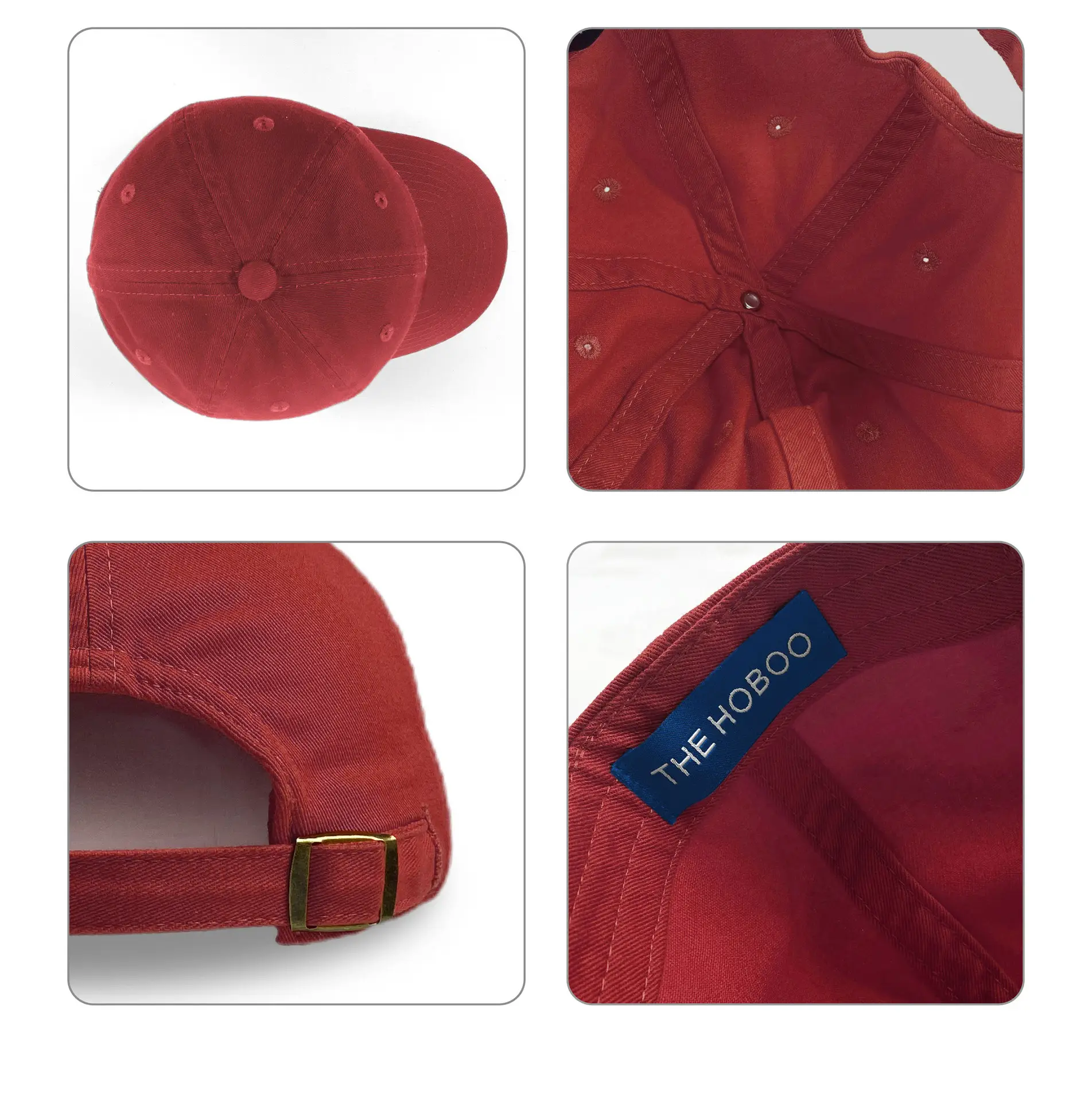 Washed Red Peaked Cap with Brand Logo — feature 9