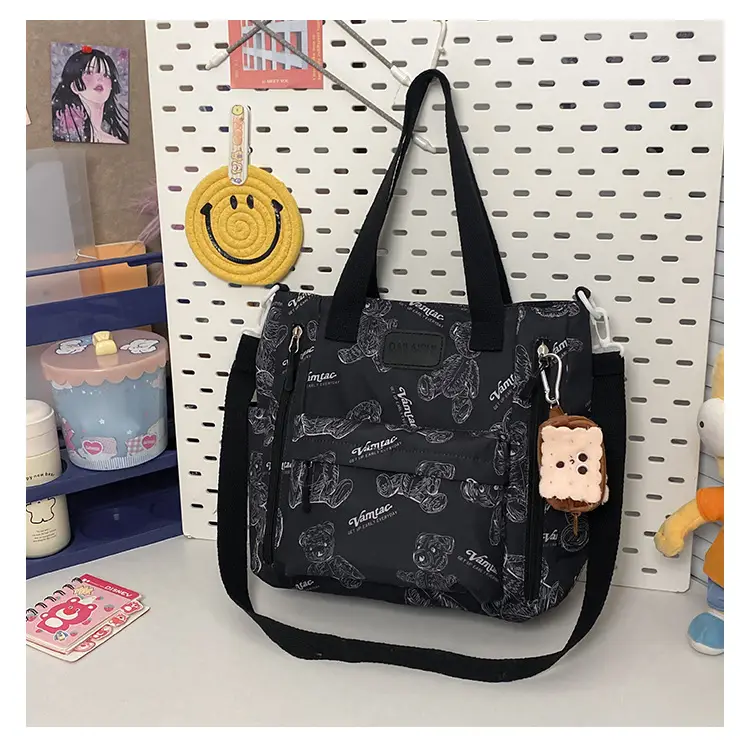2024 New Vintage Bear Tote Bag with Long Strap