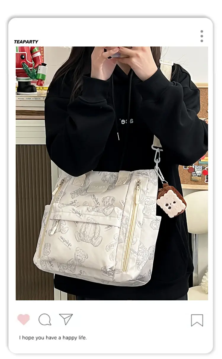 2024 New Vintage Bear Tote Bag with Long Strap — feature 2