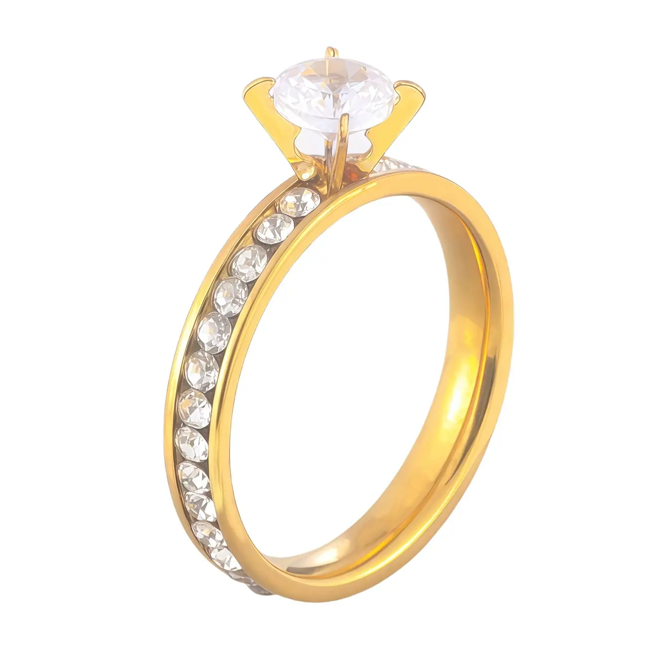 Stainless Steel Diamond Ring Gold Plated 6cm Diameter