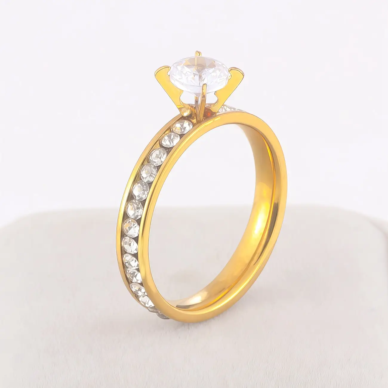 Stainless Steel Diamond Ring Gold Plated 6cm Diameter