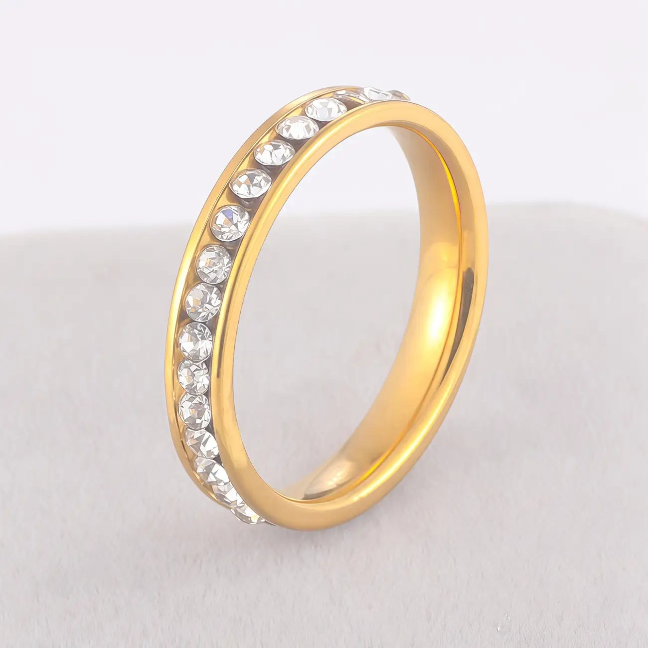 Stainless Steel Diamond Ring Gold Plated 6cm Diameter