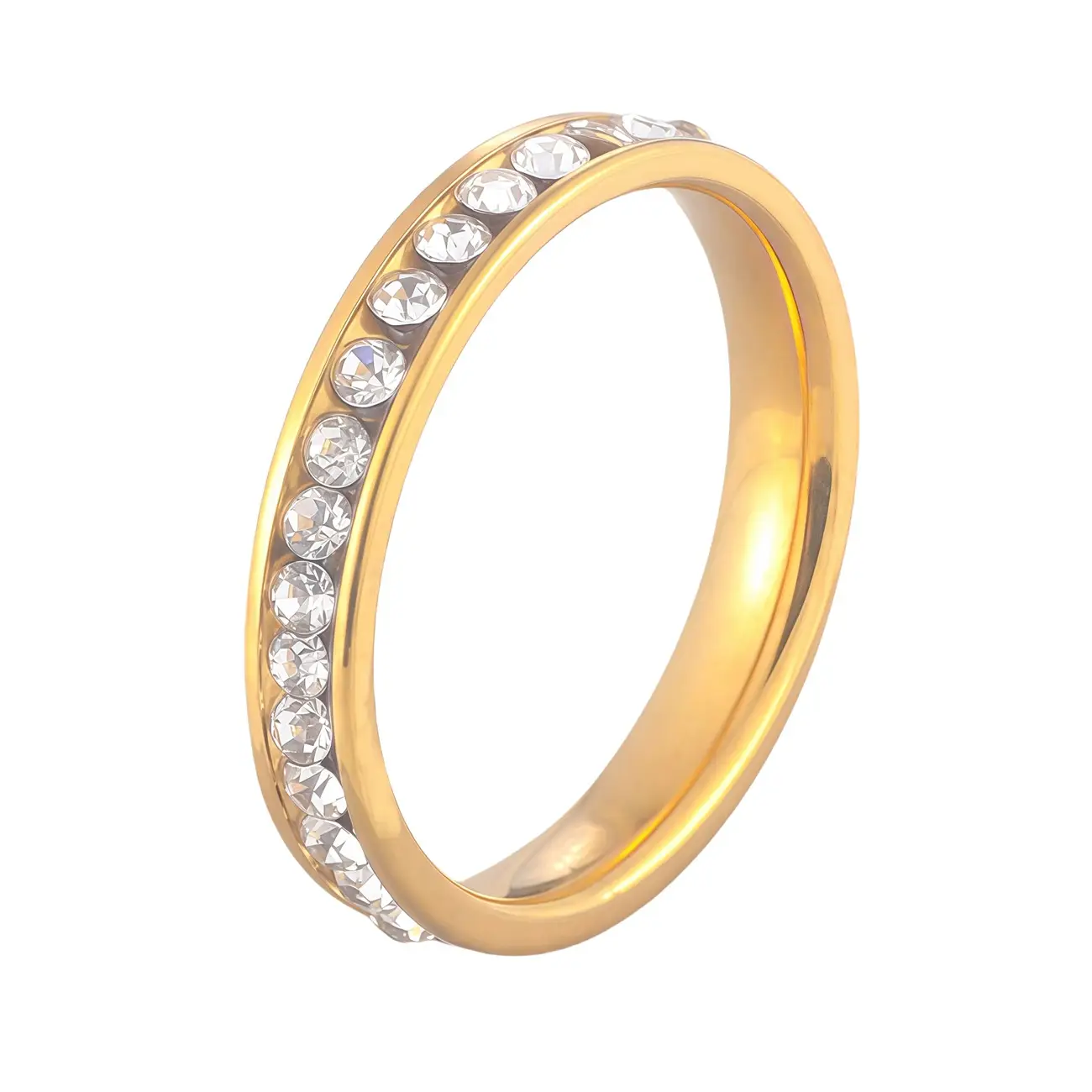 Stainless Steel Diamond Ring Gold Plated 6cm Diameter