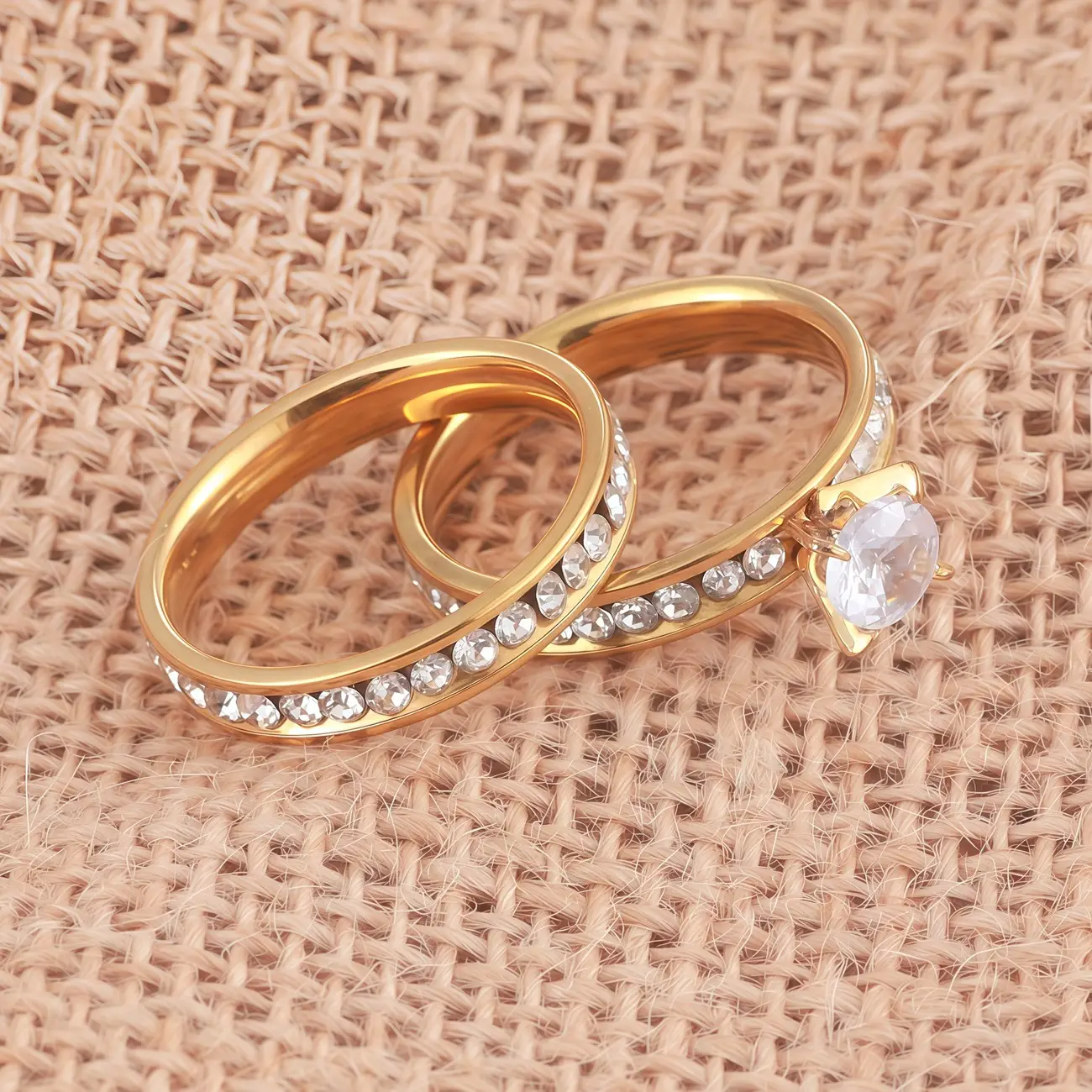 Stainless Steel Diamond Ring Gold Plated 6cm Diameter — feature 1